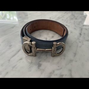 Men Blue Suade Ferragamo Belt